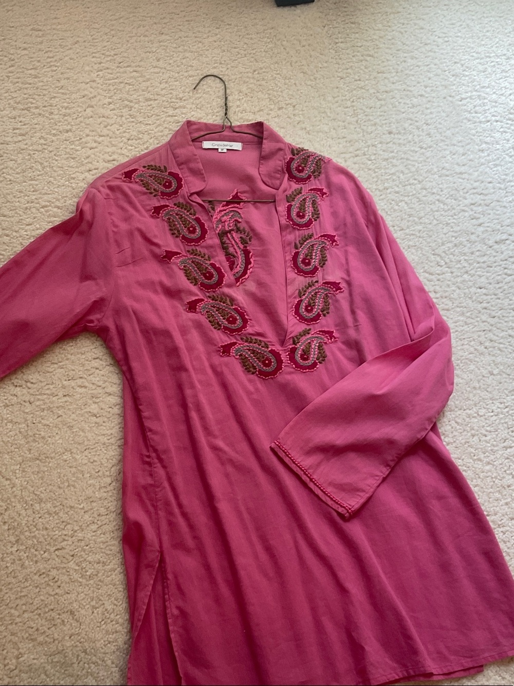 OndadeMar Hot Pink Embroidered Sheer Cover-Up
